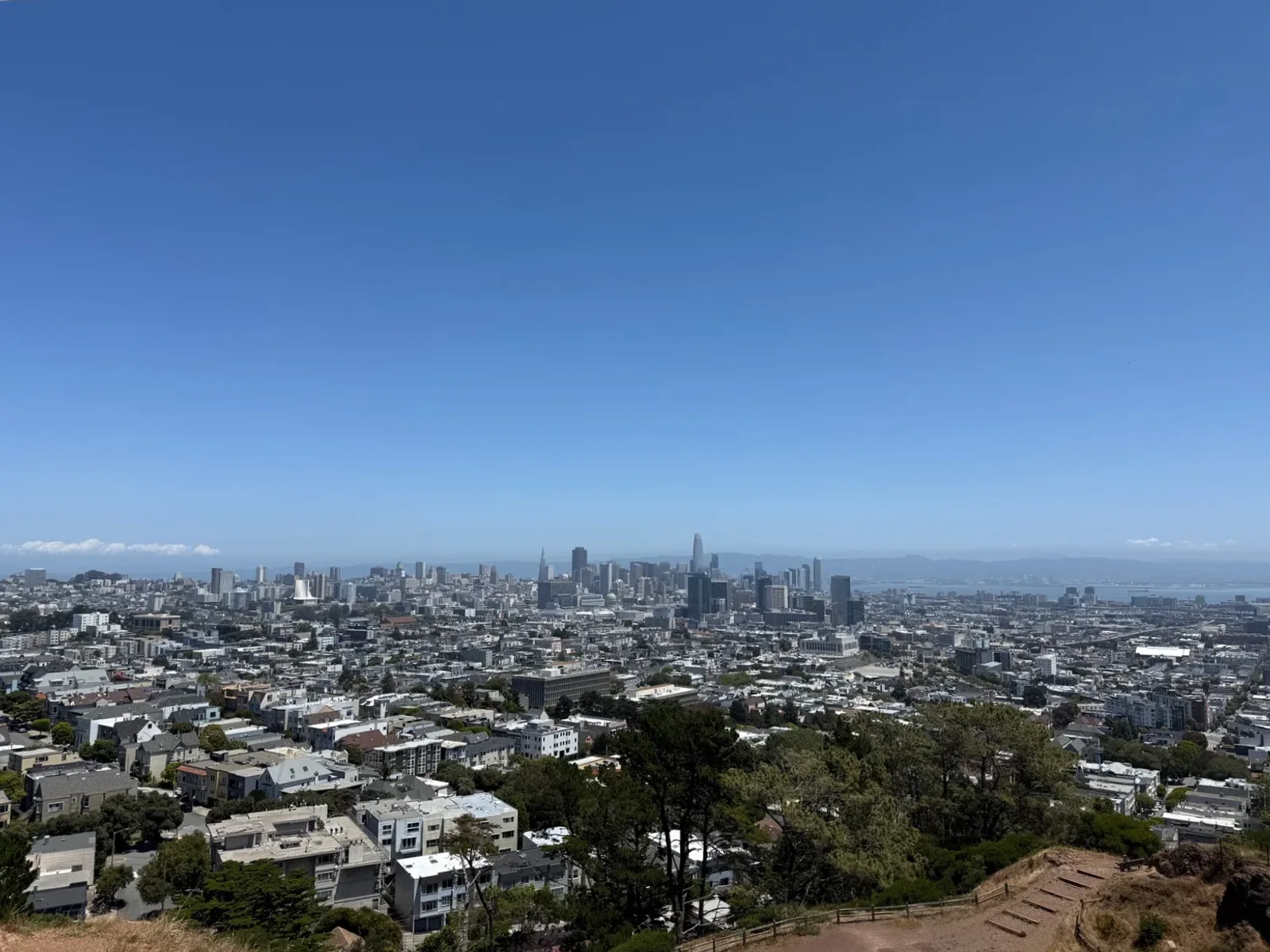 San Francisco skyline viewed from Corona Heights Park on a clear afternoon